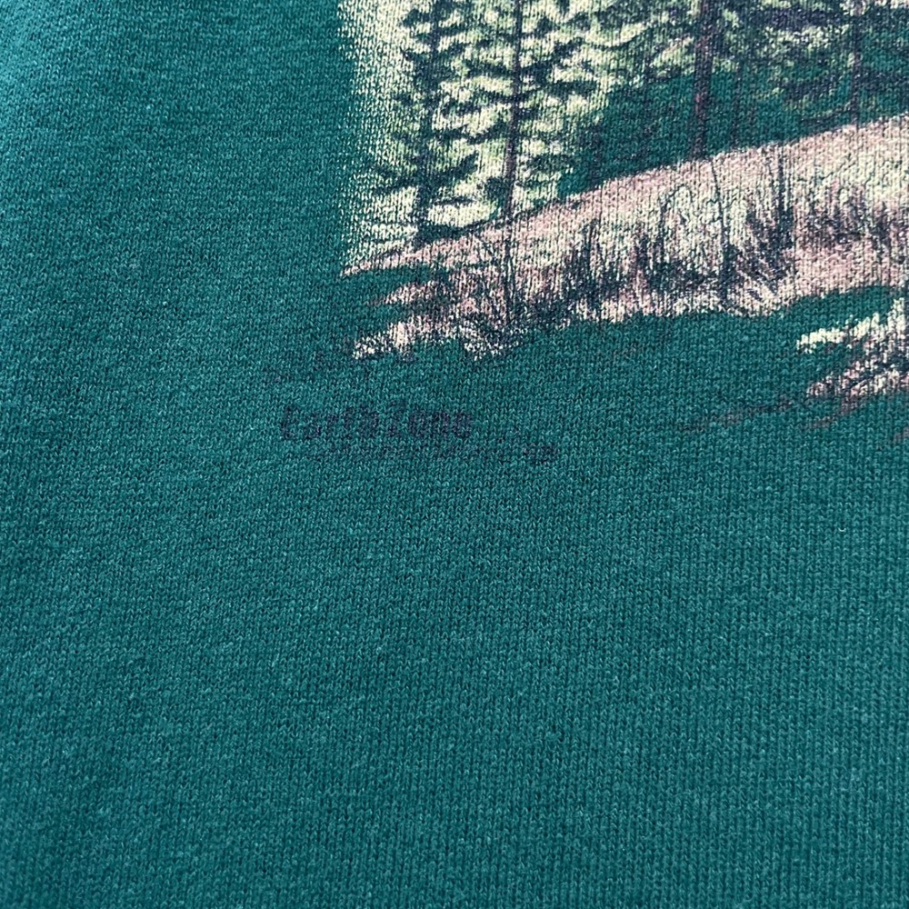 Oneita Sweatshirt Mens Large Green Pagosa Springs Colorado Elk Vintage USA Made - Picture 5 of 8
